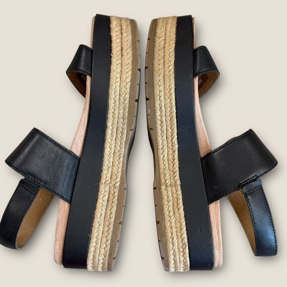 UGG Leather Ankle Strap Platform Espadrille Sandals Women Size 9.5 April Black - Picture 5 of 12